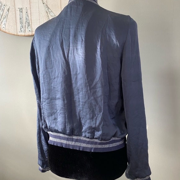 Lucy Paris Satin Bomber Jacket Clara Glitter Striped Medium - Picture 8 of 16